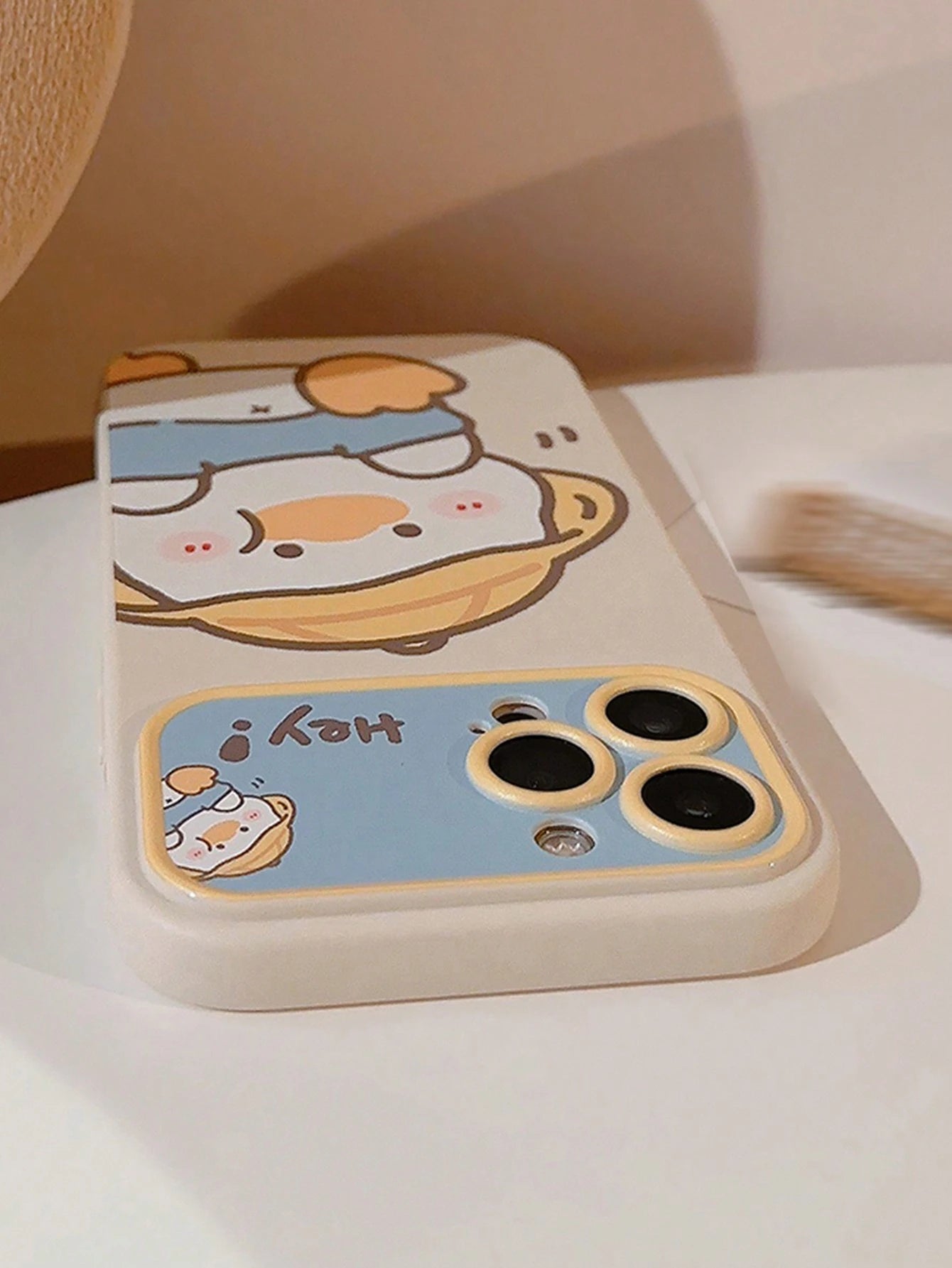 Cute Phone Case 1pc Beige Hat Duck Full Body Soft Case