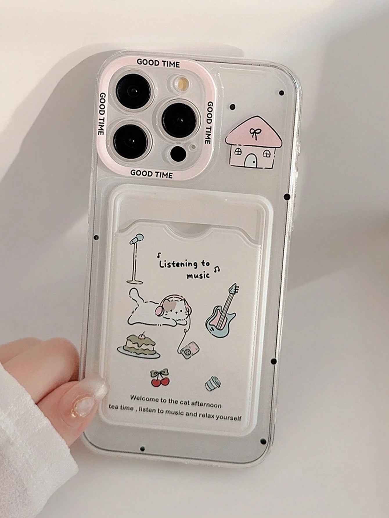 iPhone 15 Plus Christmas Tree 1pc GUCADI Pink Cartoon Animal Design Full-Wrapped