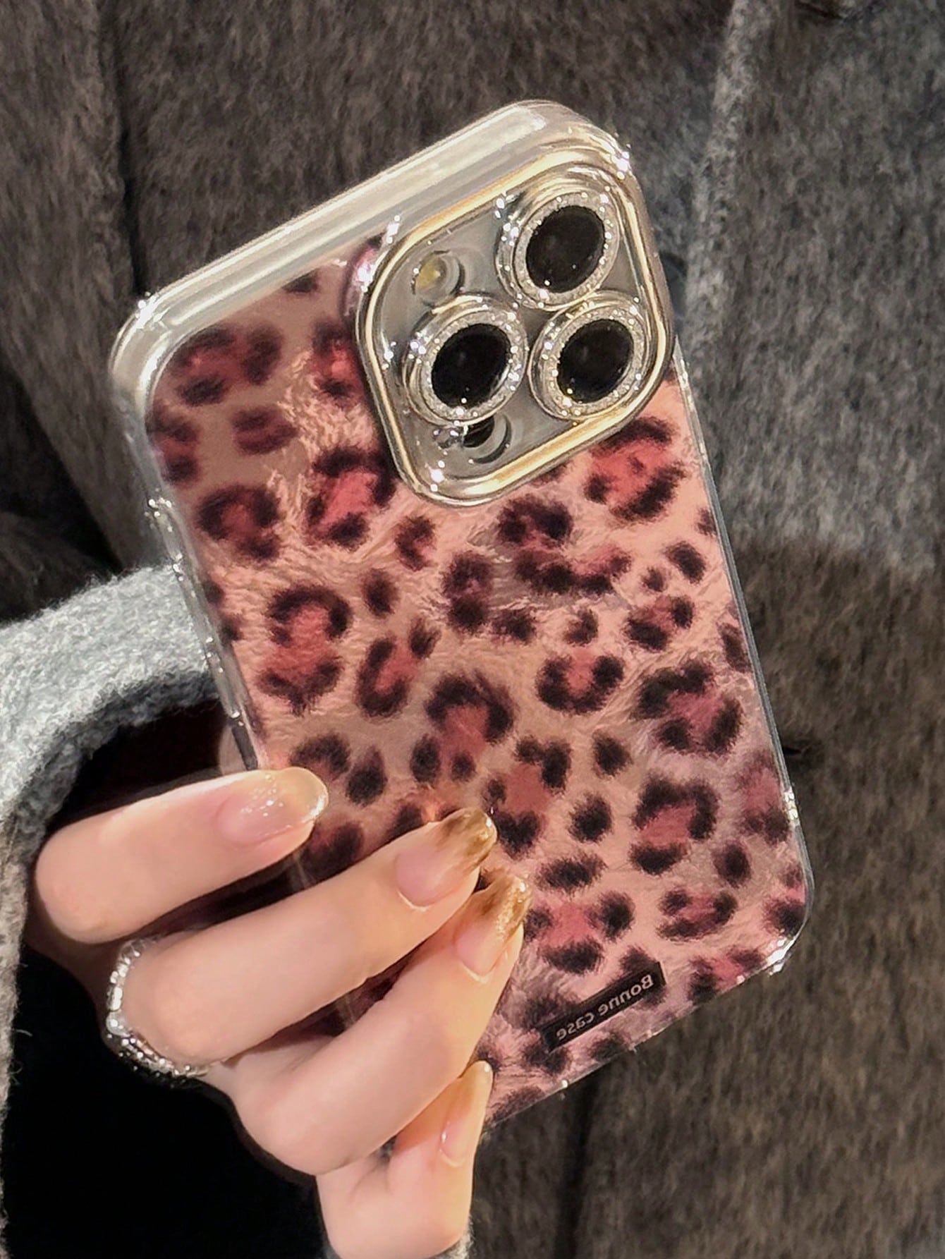 Animal Cheetah 1pc GUCADI Vintage Leopard Print Silver Luxury Phone Case With Lens Film, Compatible With IPhone 16/15/14/13/12/11/X/7 Series, Autumn/Winter Waterproof Shockproof Anti-Fall Scratch Resistant