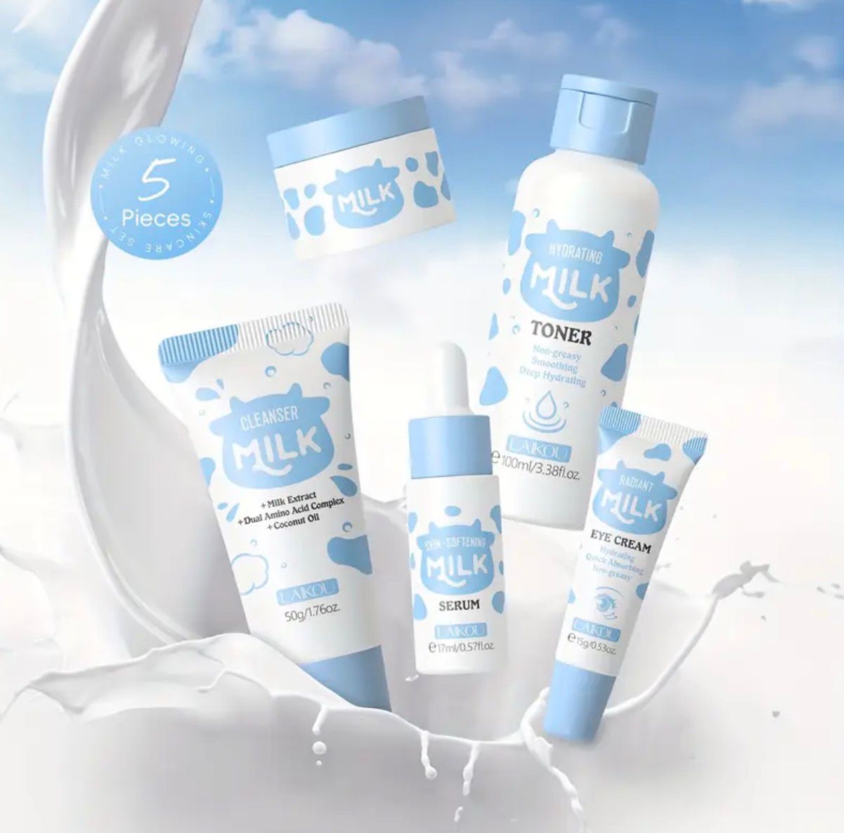 Nourishing Your Light Beige with Milk Skincare Set - Rich with Milk Extract, Niacinamide, Alpha-Arbutin, Vitamin E for Long Lasting Hydration.