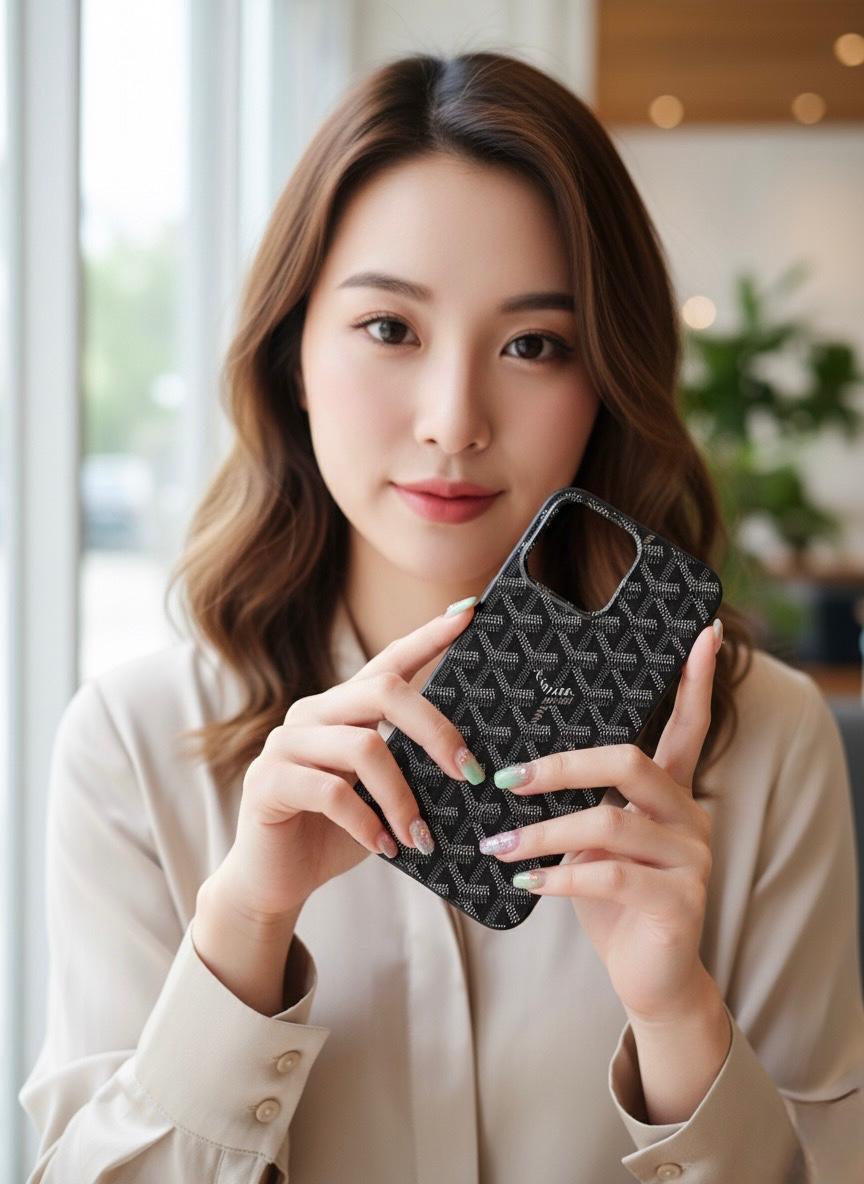 IPhone 15 Pro Max White & Black Goyard Style Case