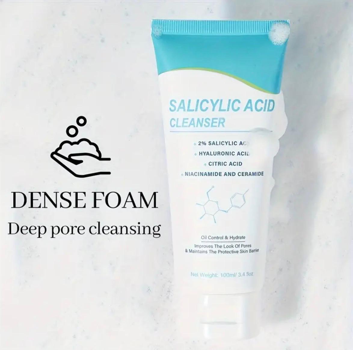 Salicylic Acid Cleanser, Moisturizing Facial Wash, with Hyaluronic Acid, Niacinamide, Citric Acid, And Ceramide, for Deep Cleansing
