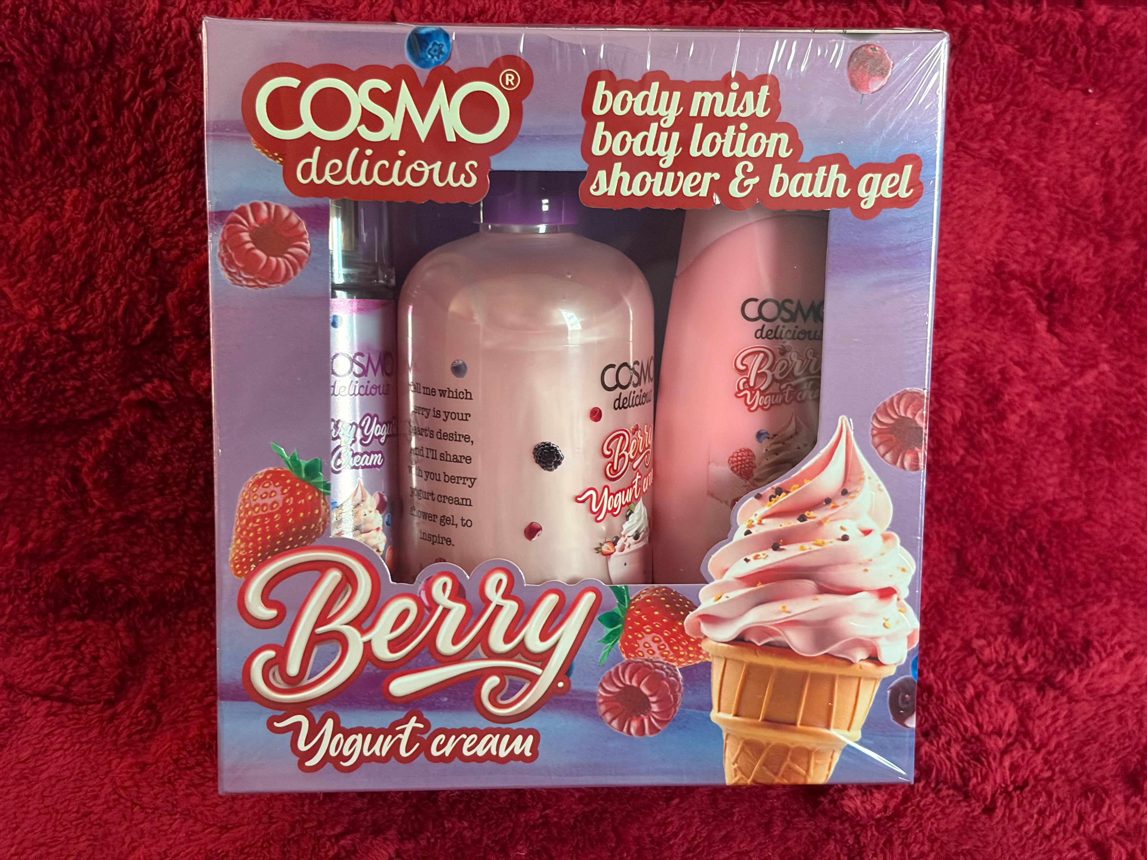 Cosmo Delicious "Berry Yogurt Cream" Shower Set of 3