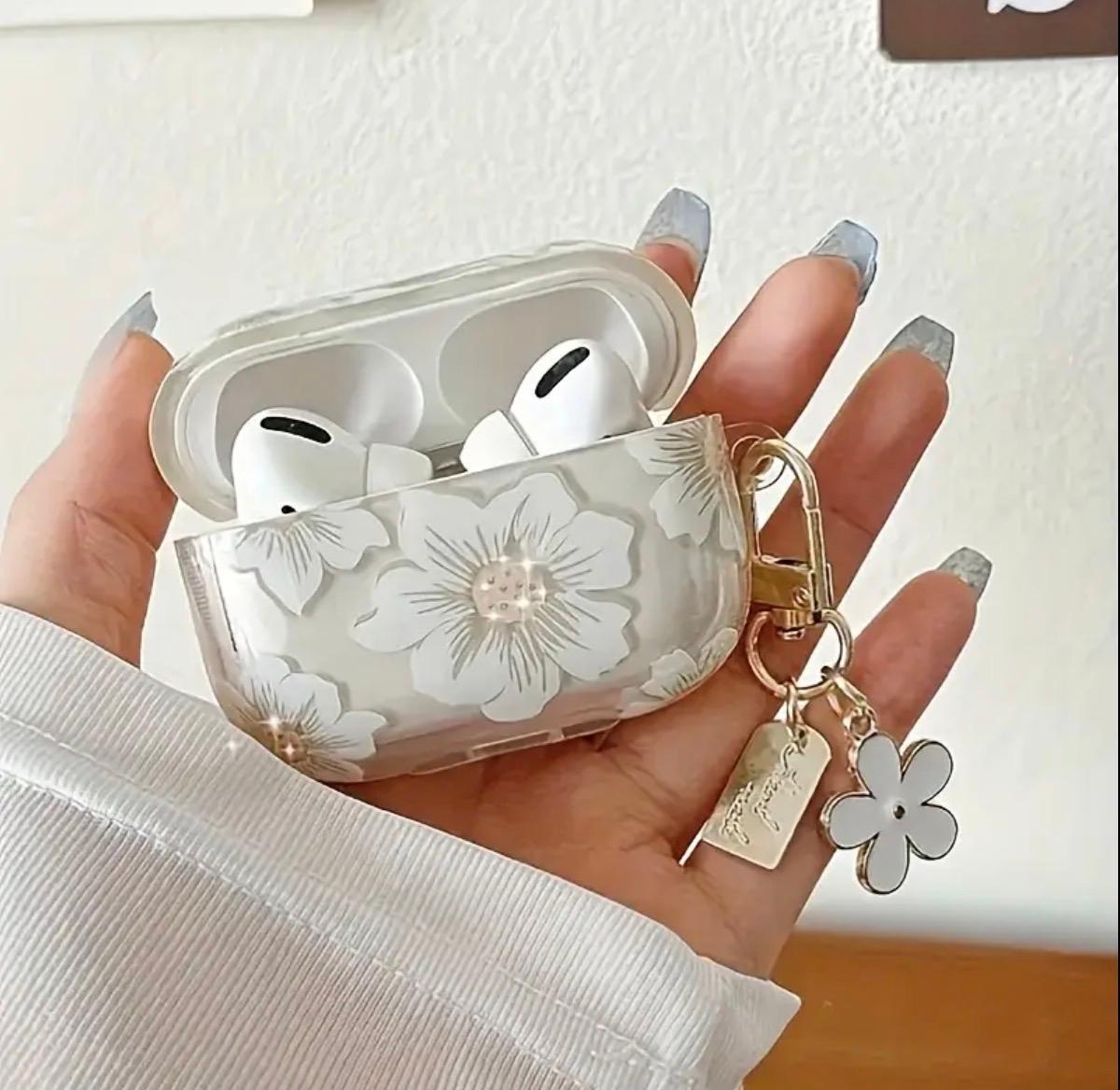 Fashionable white floral TPU protective case, suitable for Pro 2.