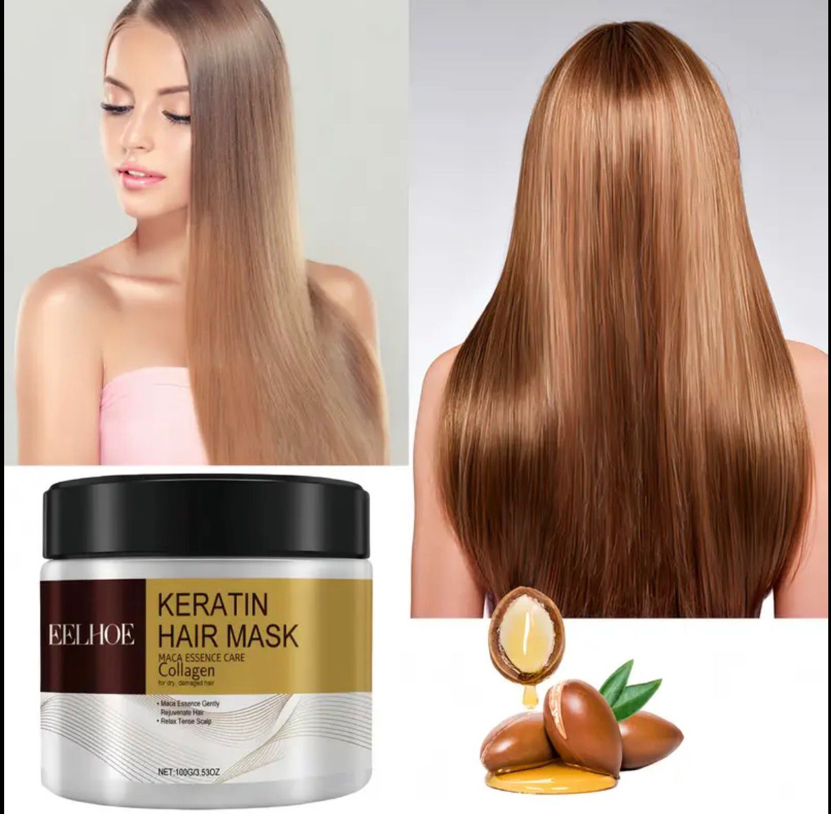 Repairing & Moisturizing Hair Mask Deep Nourishment for Damaged, Dry and Split Ends, Salonquality, Nourishing Ingredients, Hydrating Formula
