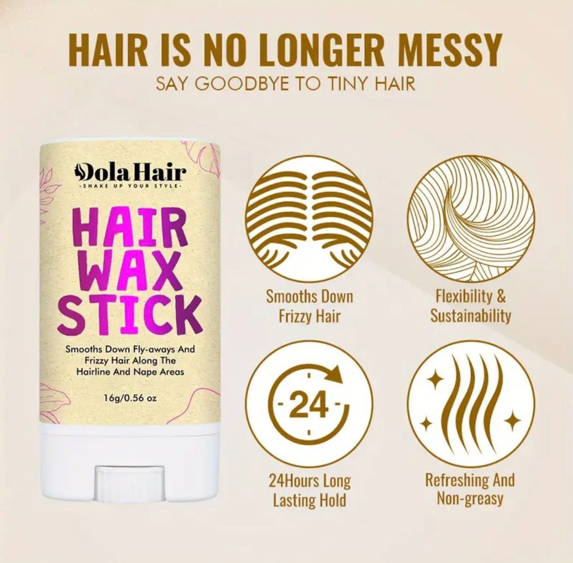 Hair Wax Stick 75g Pomade Stick for Tames Flyaways, Wax Stick Pomade Gel for Wigs Edge Control Slick Stick Hair Pomade Stick Non-greasy Styling Wax for Texture, Shapes, Frizz, Smoothing