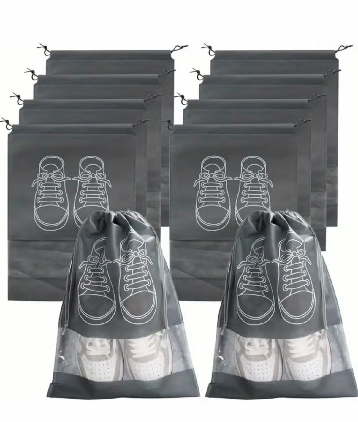 Travel Shoe Storage Bags - Lightweight, Transparent 10 Pcs