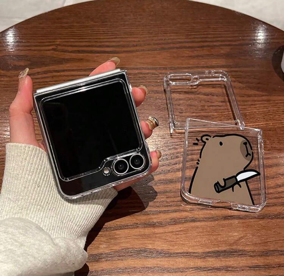 Z flip 7 Cute Hamster Transparent Phone Case