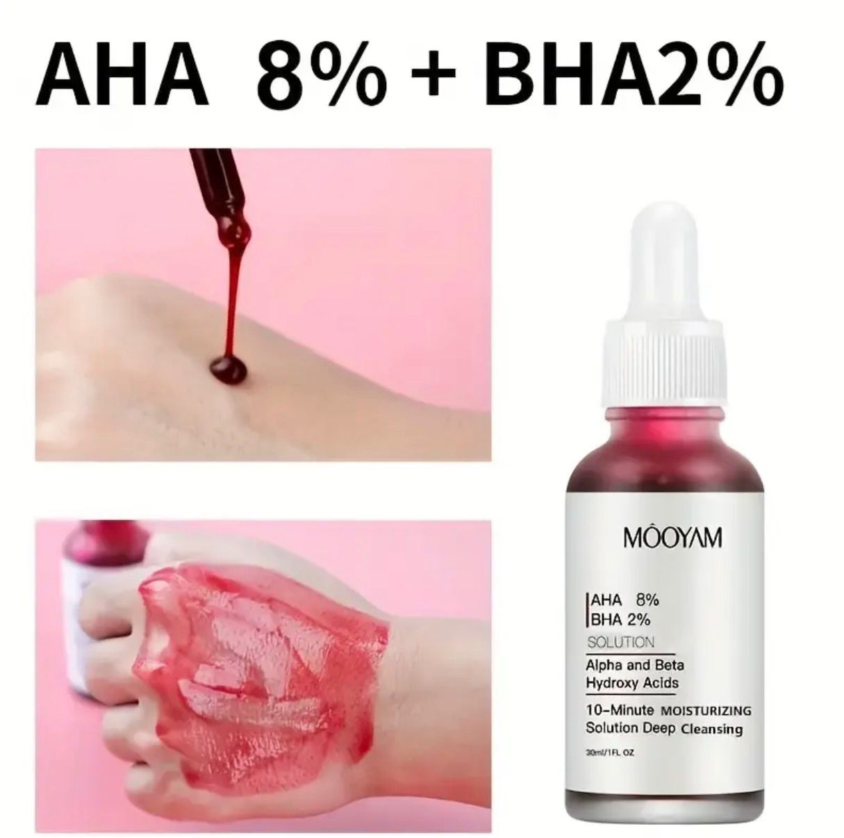 AHA8% BHA2% Essence Deeply Moisturizes And Brighten Skin Tone. Day And Night Essence.