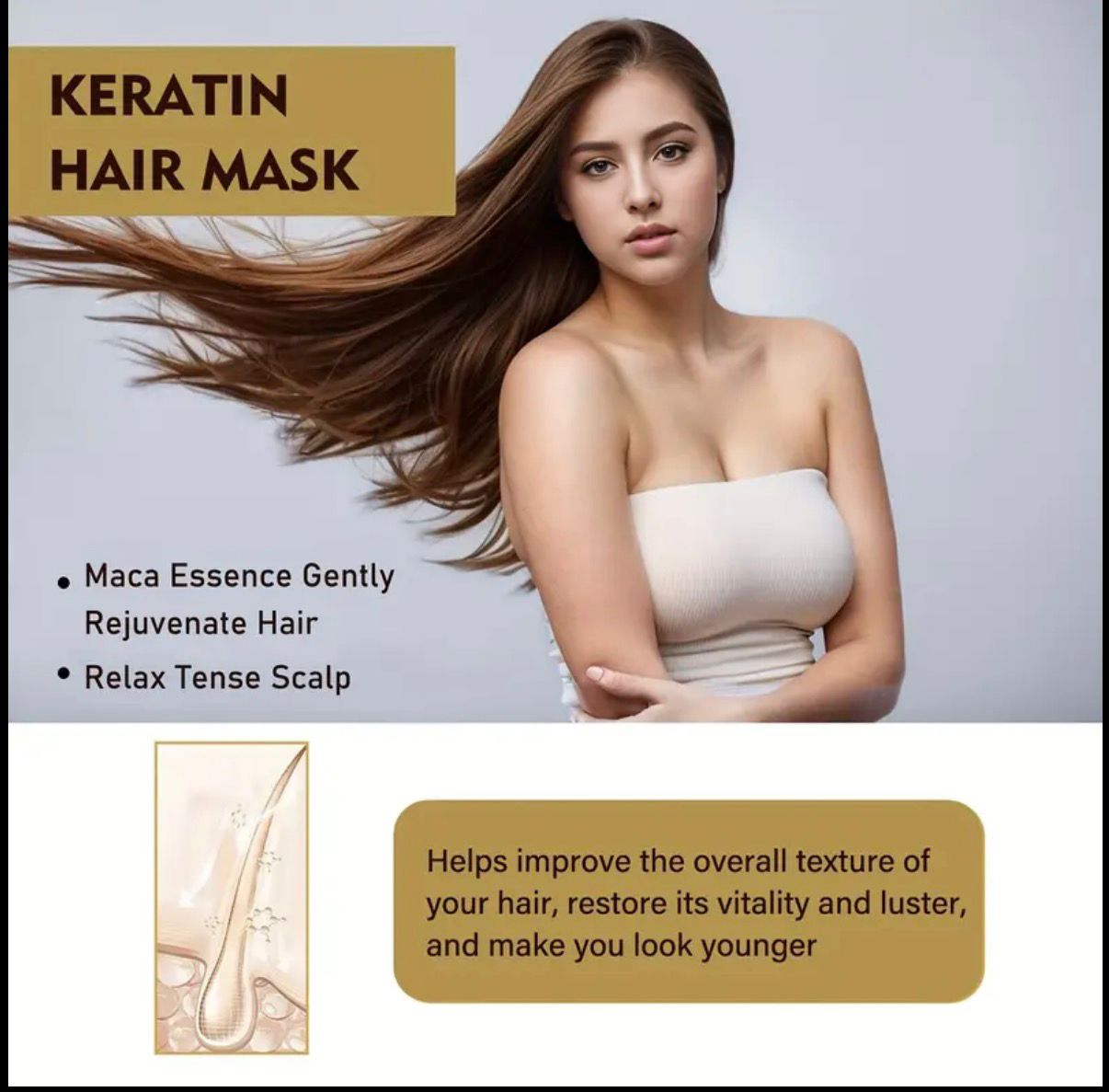 Repairing & Moisturizing Hair Mask Deep Nourishment for Damaged, Dry and Split Ends, Salonquality, Nourishing Ingredients, Hydrating Formula