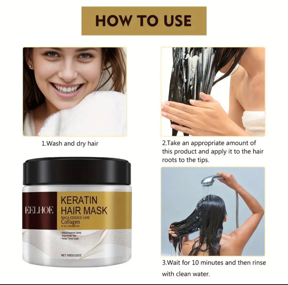 Repairing & Moisturizing Hair Mask Deep Nourishment for Damaged, Dry and Split Ends, Salonquality, Nourishing Ingredients, Hydrating Formula