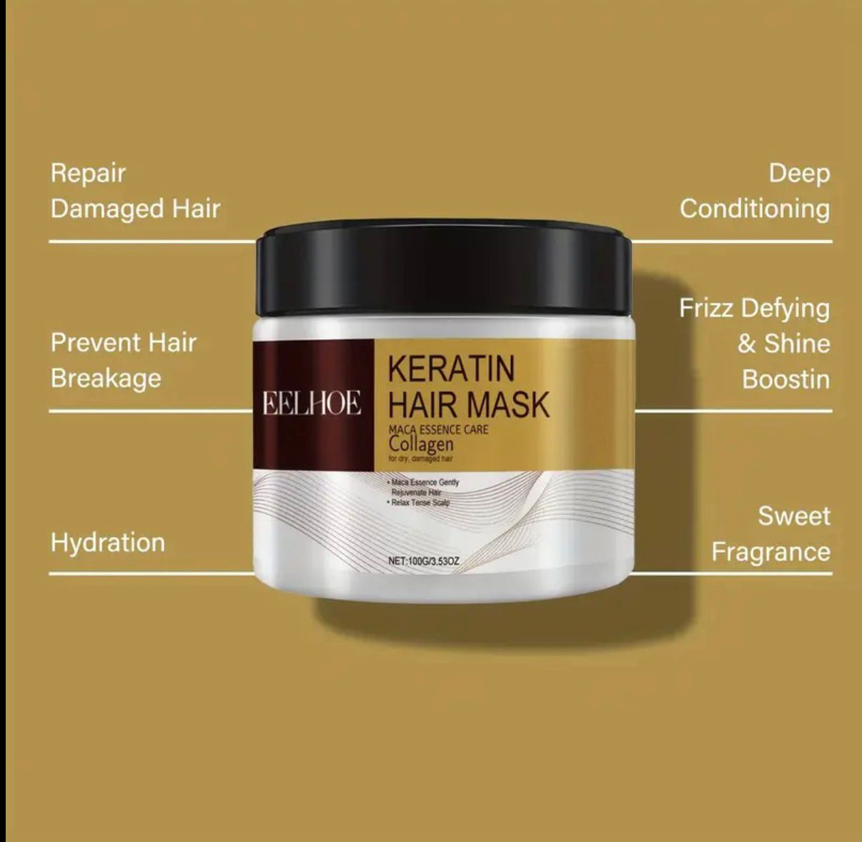 Repairing & Moisturizing Hair Mask Deep Nourishment for Damaged, Dry and Split Ends, Salonquality, Nourishing Ingredients, Hydrating Formula