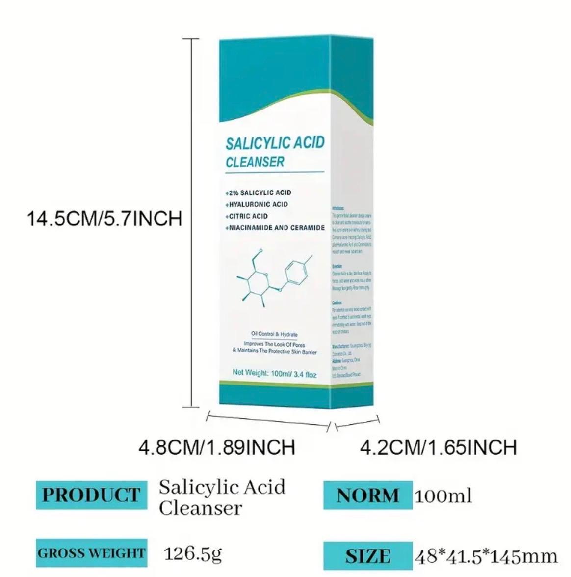 Salicylic Acid Cleanser, Moisturizing Facial Wash, with Hyaluronic Acid, Niacinamide, Citric Acid, And Ceramide, for Deep Cleansing
