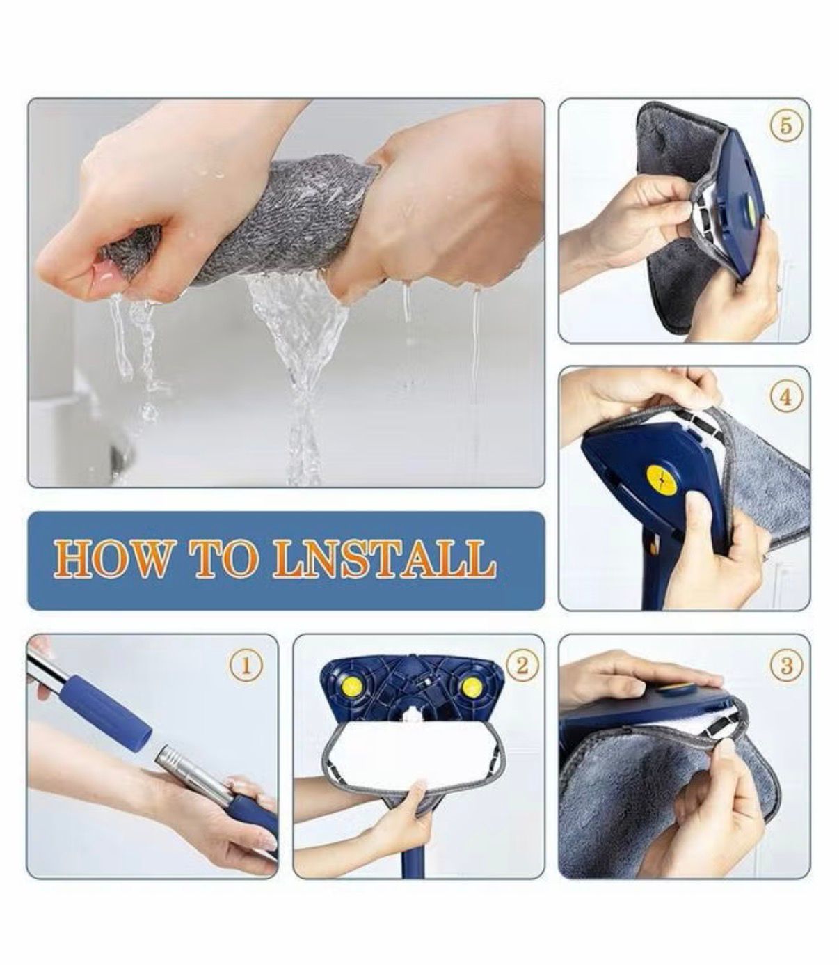 Triangle 360° Rotating Cleaning Mop, Long Handle Floor Mop, Hands-free Wash Squeeze Mop, Wet And Dry Dual-use Cleaning Mop, for Floor Wall Ceiling Corner Glass, Cleaning Supplies, Cleaning Tool