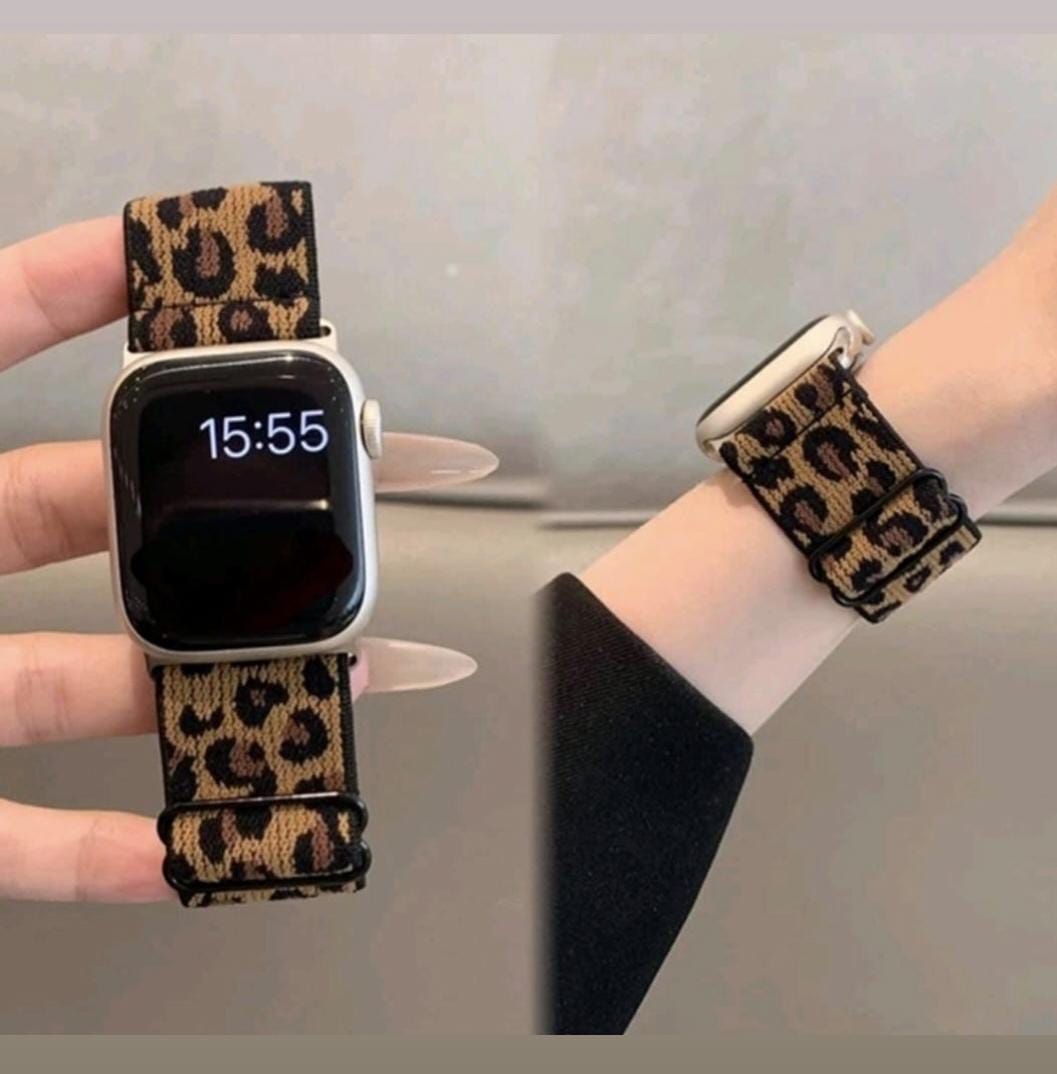 Stylish Leopard Print Nylon Band Compatible With Apple Watch Series 9/8/7/6/5/4/3/2/SE, Fits 38/40/41mm - Comfortable & Durable Smartwatch Strap