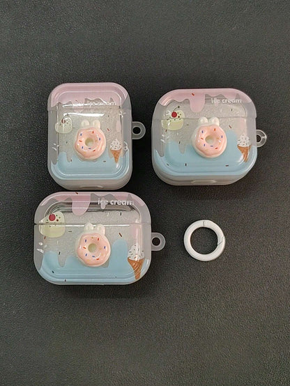Pink TPU Cute 3D Donut Transparent Case With Ring Hook