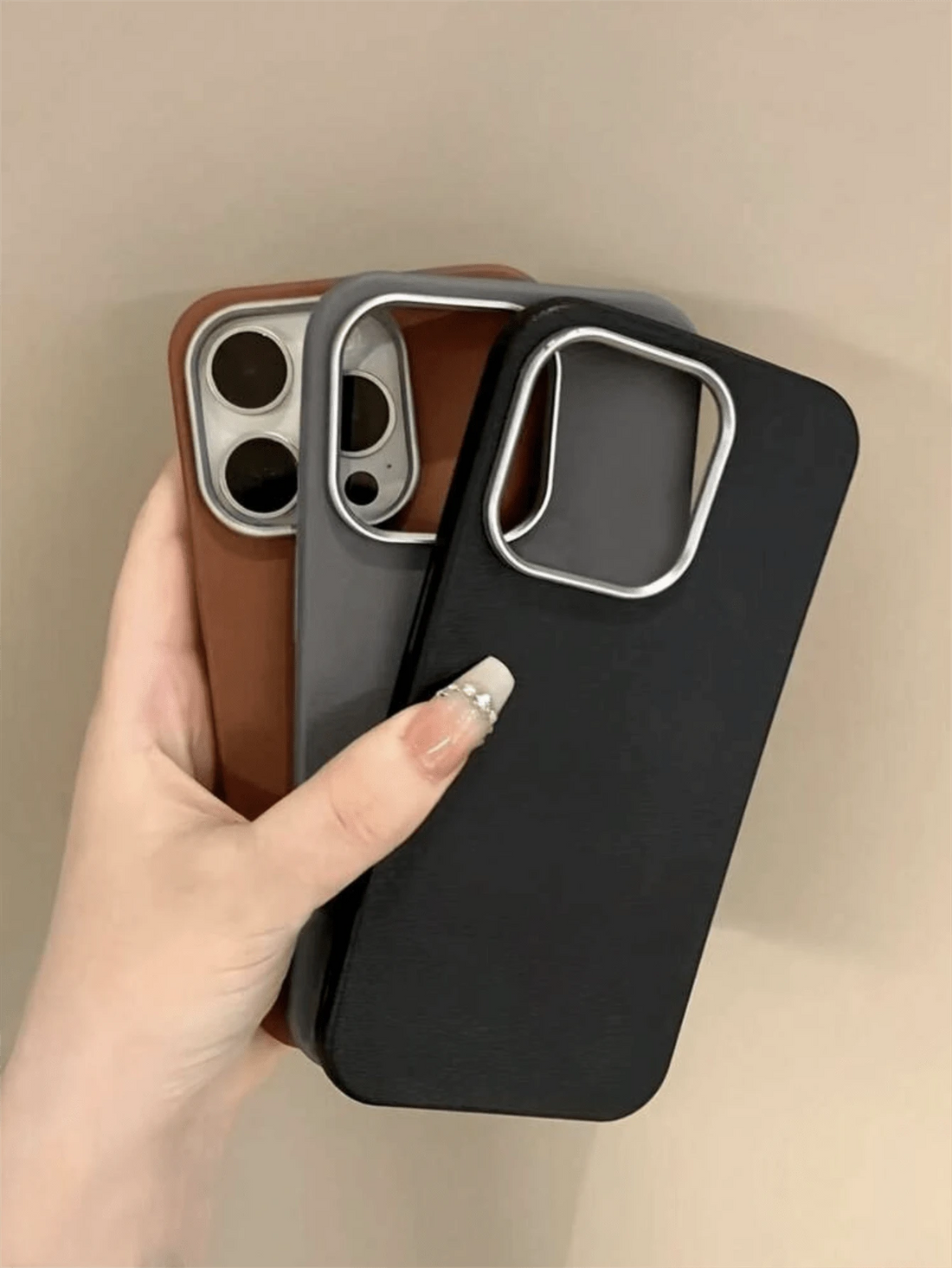 3pcs Luxury Leather Texture Phone Cases