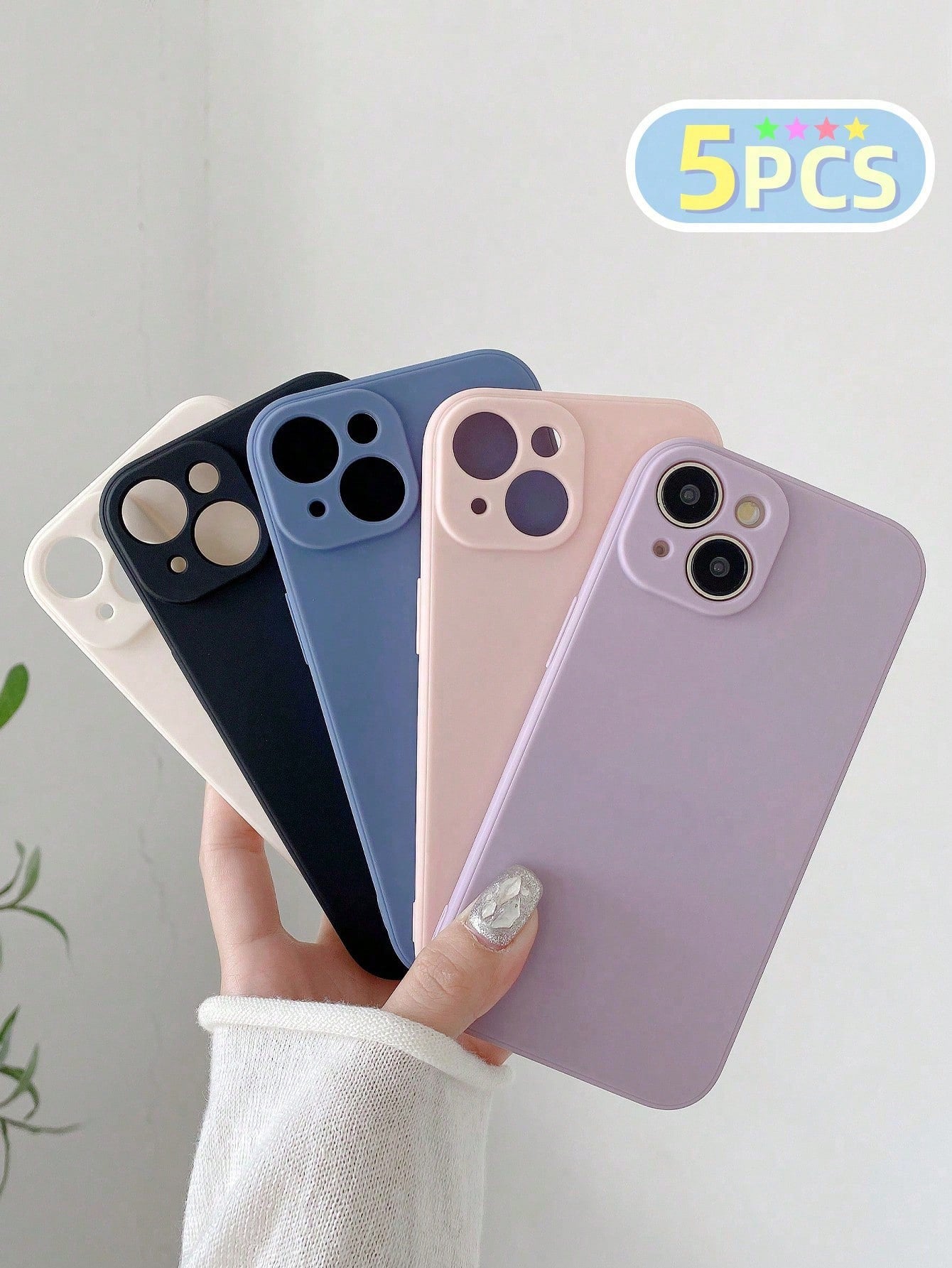 Candy Color Solid Black Pink Purple Beige Simple Anti-Drop Thick Phone Protective Case