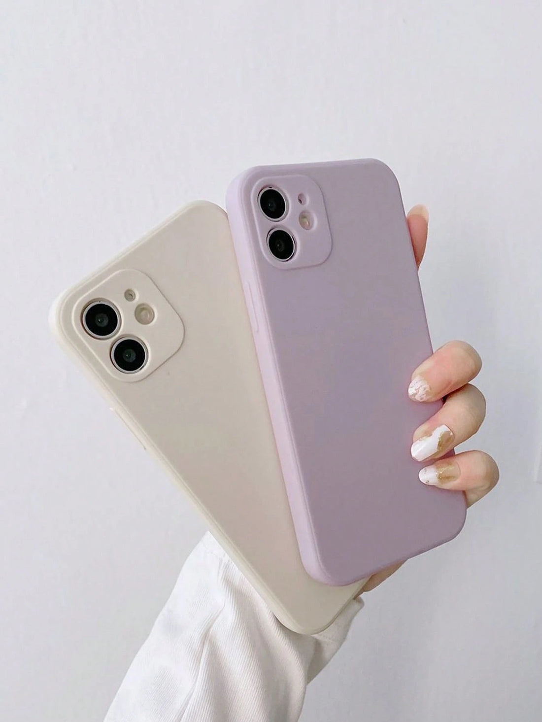 Candy Color Solid Black Pink Purple Beige Simple Anti-Drop Thick Phone Protective Case