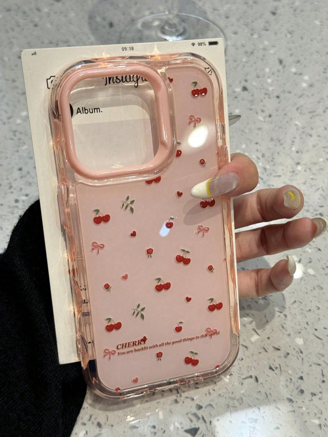 Cute Cherry Contrast Color Wave Jelly Pink Phone Case