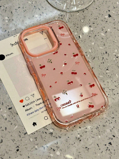 Cute Cherry Contrast Color Wave Jelly Pink Phone Case