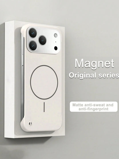 Borderless PC Magnetic Phone Case Compatible With IPhone 17Air 16 15 14 13 12 Pro Max 11 Magnetic Wireless Charge Solid Color Back Cover