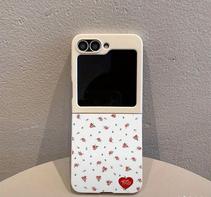 TPU Shockproof Phone Case with a White Background, Red Hearts, And Bright Black Patterns for Samsung for galaxy Z Flip 7SE