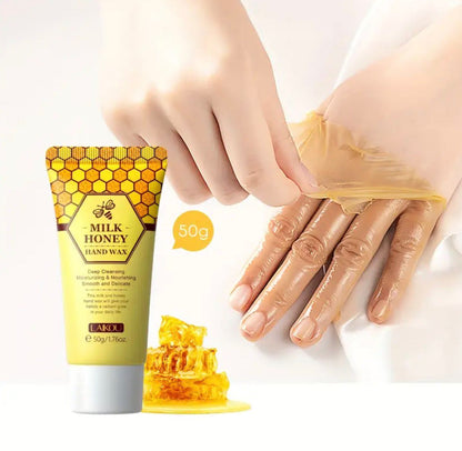LAKOU Milk &amp; Honey Hand Wax Peel-Off Mask – Deep Cleansing &amp; Intensive Moisturization