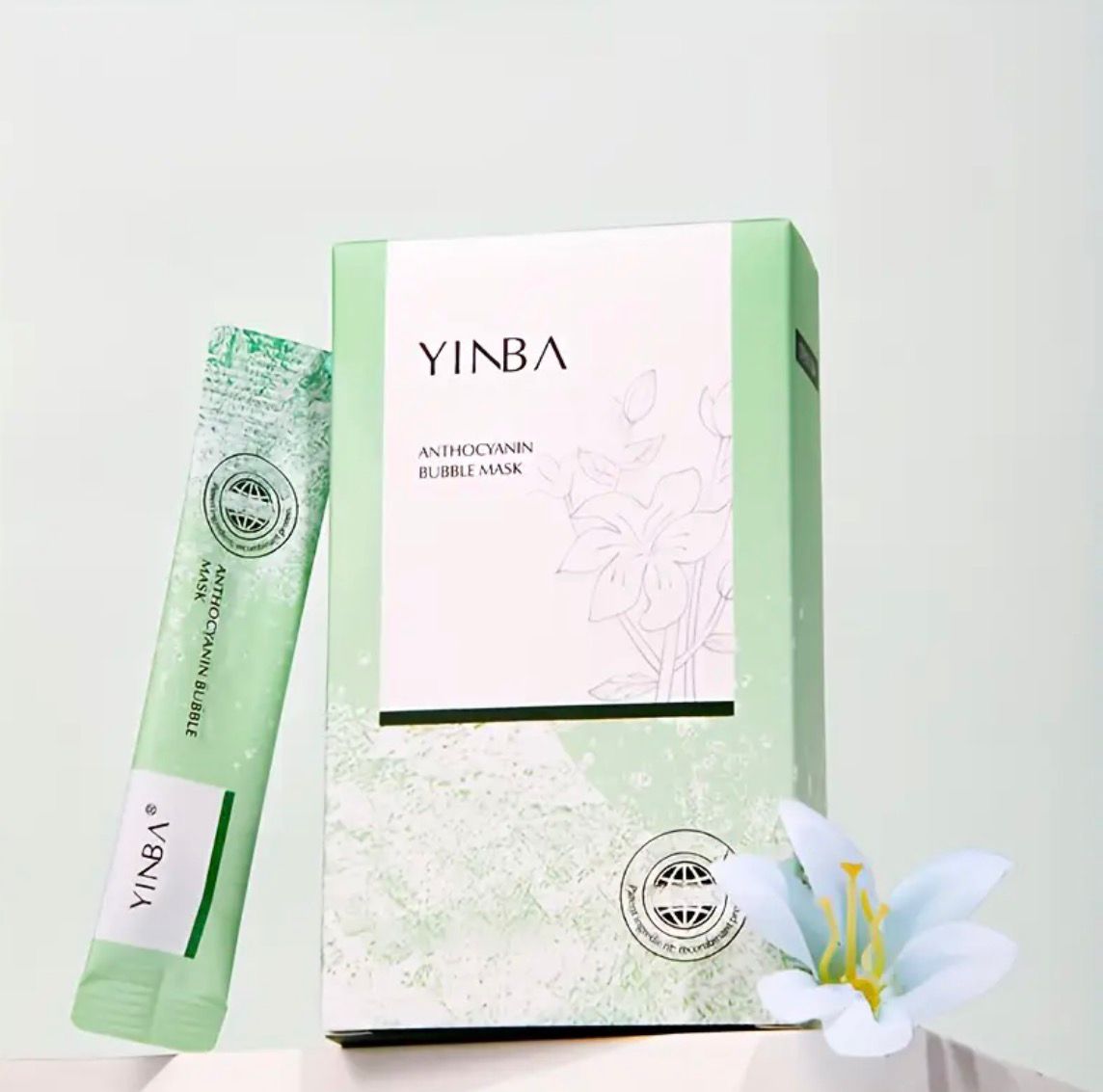 Yinba Anthocyanin Bubble Mask - Deep Cleansing Facial Mask with Antioxidant Properties, Unscented, Hypoallergenic, 12 Capsules