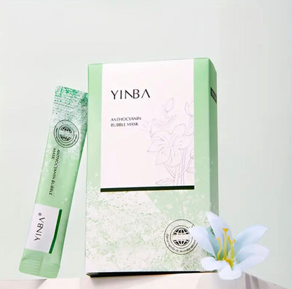 Yinba Anthocyanin Bubble Mask - Deep Cleansing Facial Mask with Antioxidant Properties, Unscented, Hypoallergenic, 12 Capsules