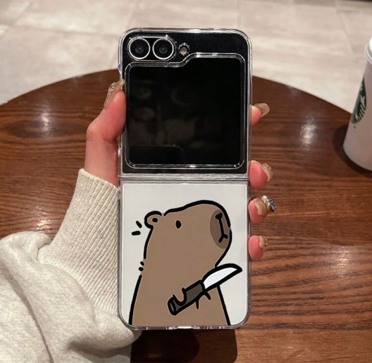 Z flip 7 Cute Hamster Transparent Phone Case