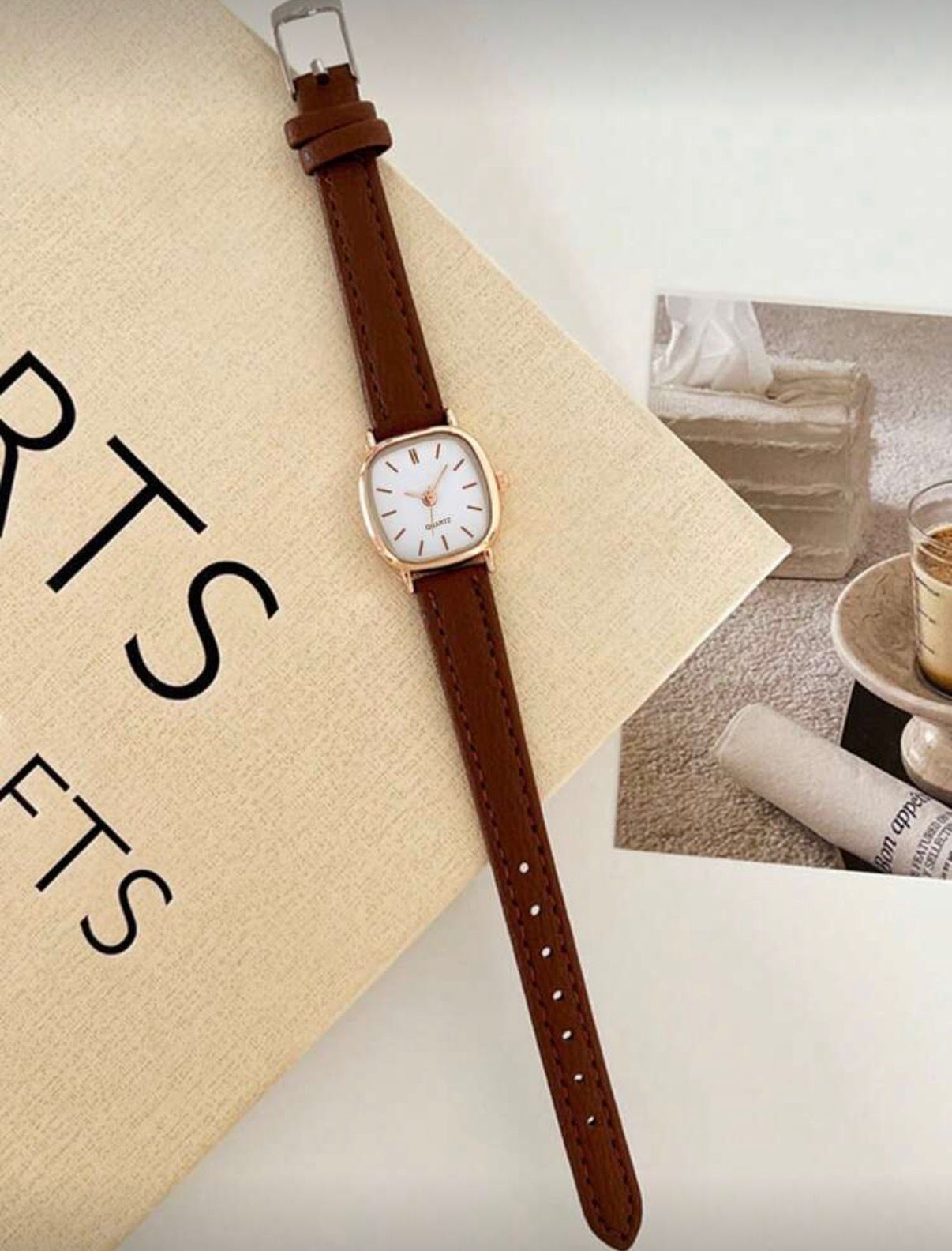 Square Casual Student Quartz Leather Watch