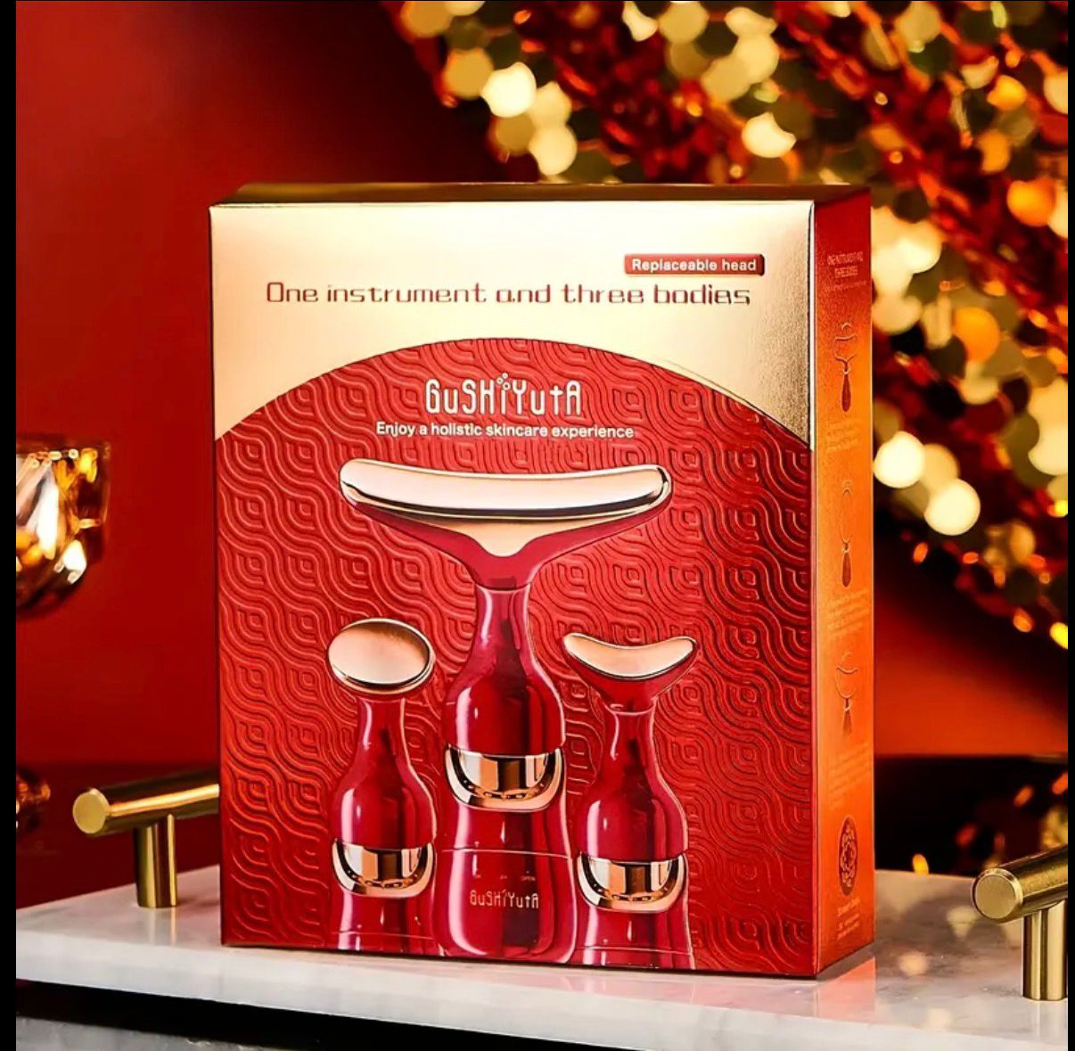 3-in-1 Home Beauty Device: Facial, Eye &amp; Neck Massager with Heat Relax