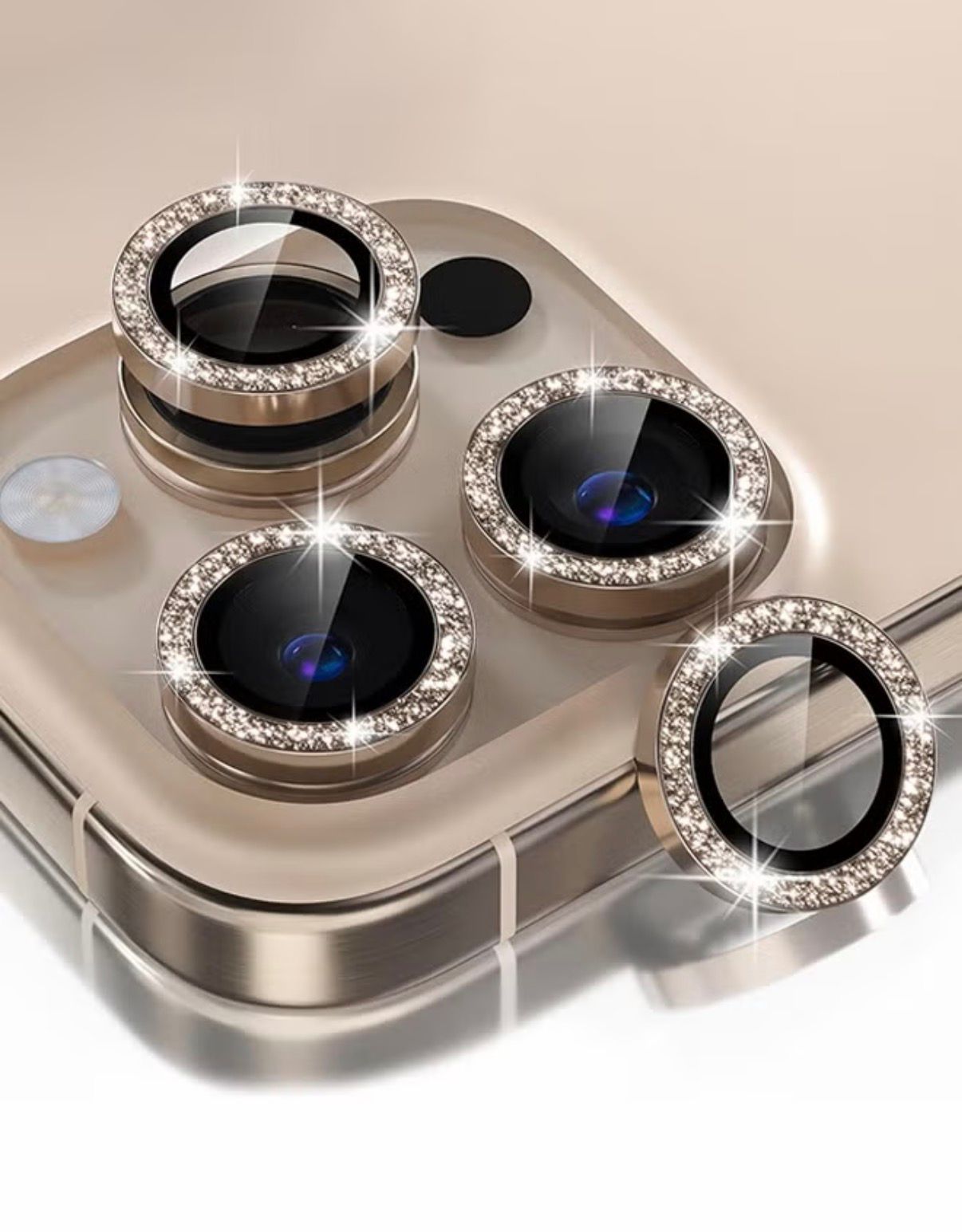 Suitable for iPhone 16 Pro/Pro Max lens protector, sparkling diamond camera case.