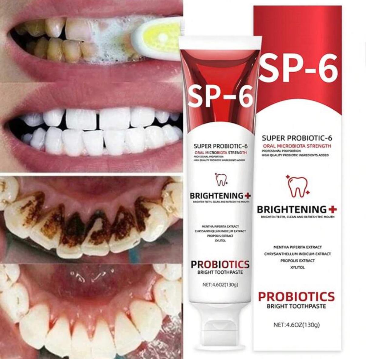 SP-6 Probiotic Toothpaste, Effective Teeth Whitening, Protect Enamel, Remove Stains