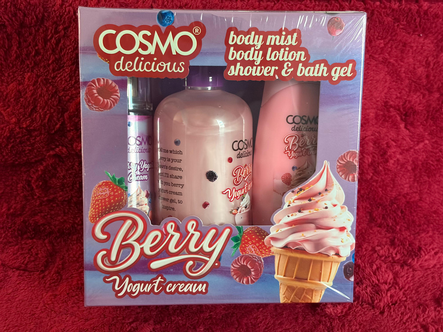 Cosmo Delicious &quot;Berry Yogurt Cream&quot; Shower Set of 3
