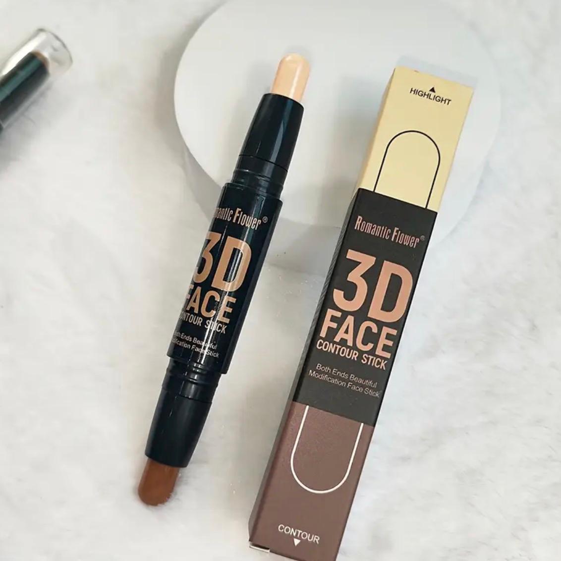 Double Head Contour Stick, Highlights&amp;Contour&amp;Concealer 3D Face Waterproof Long Lasting Makeup with Plant Squalane