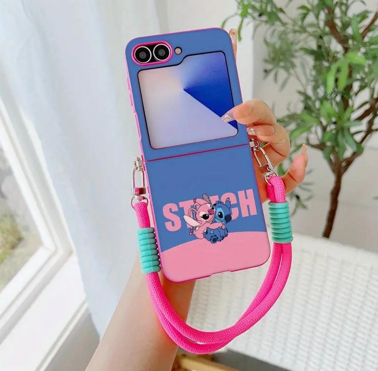Z Flip 7 TPU Phone Case with Lanyard, Cute Cartoon Design