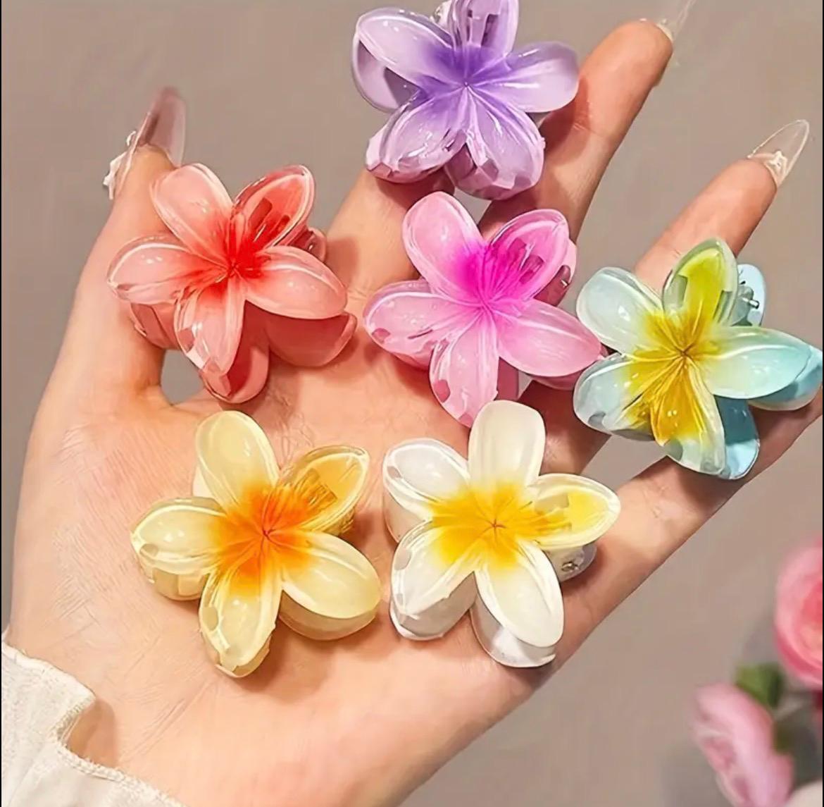 Gradient Flower Hair Clip Set 6Pcs