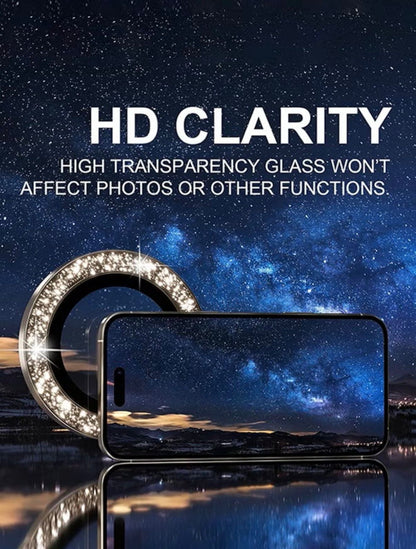 Suitable for iPhone 16 Pro/Pro Max lens protector, sparkling diamond camera case.