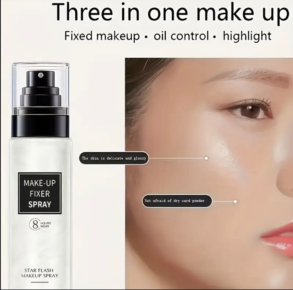 LIFUSHA Star Flash Makeup Fixer Spray - 3-in-1 Setting Spray for 8-Hour Wear, Oil Control, and Highlight 100ml.