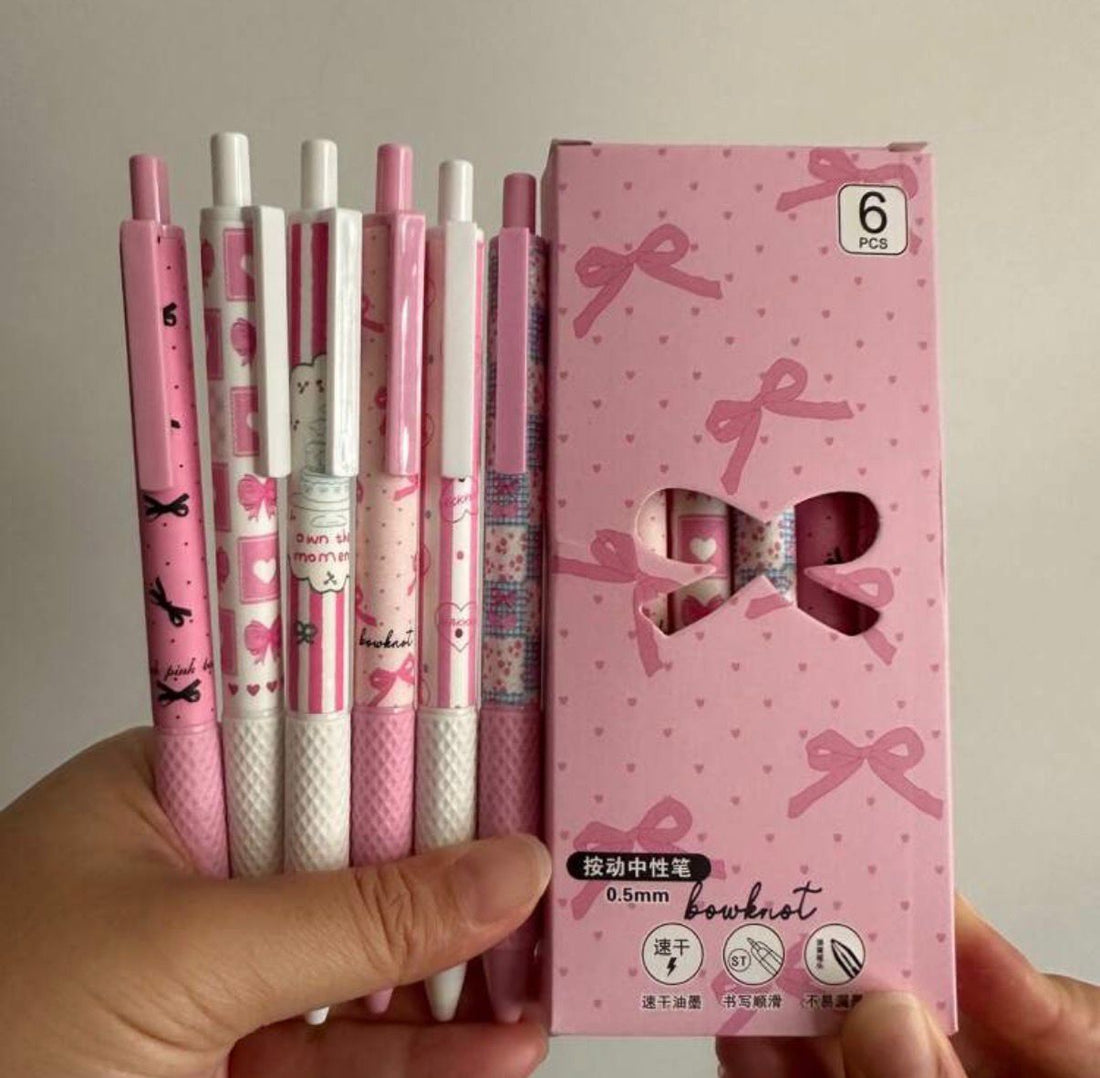 Gel Pen Pink Bow Quick Dry