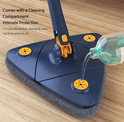 Triangle 360° Rotating Cleaning Mop, Long Handle Floor Mop, Hands-free Wash Squeeze Mop, Wet And Dry Dual-use Cleaning Mop, for Floor Wall Ceiling Corner Glass, Cleaning Supplies, Cleaning Tool