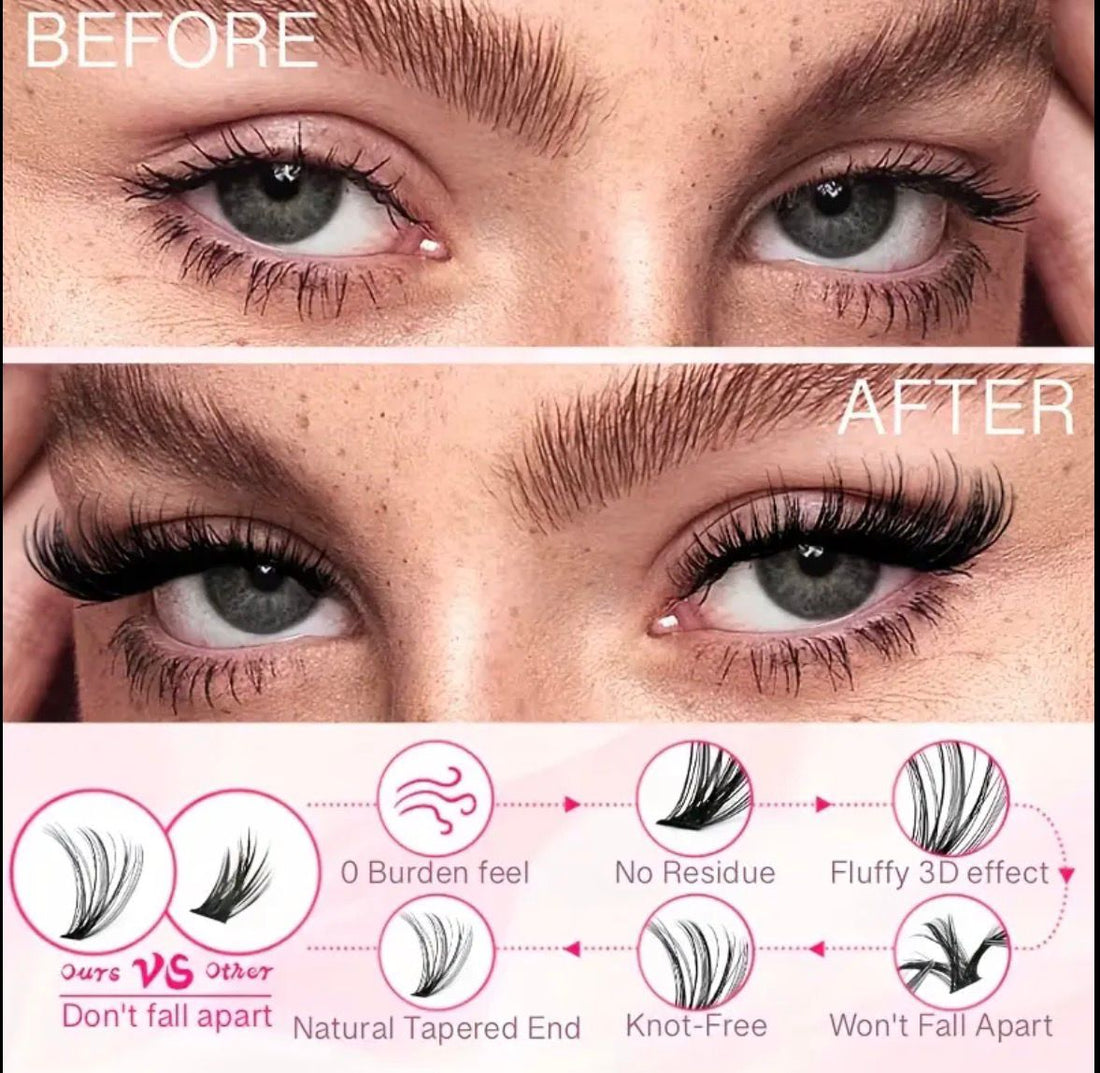 200 pcs DIY Eyelash Extension Kit Featuring Individual Lashes Clusters