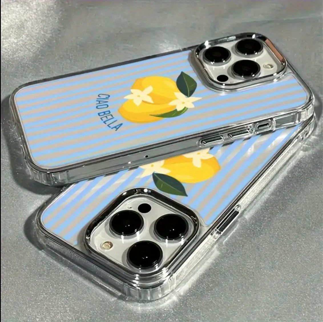 Striped Lemon Style iPhone XSMAX Phone Case Shockproof Anti-Slip Lightweight Phone Case, New Fashion Trend Design High-Quality TPU Protective Cover.