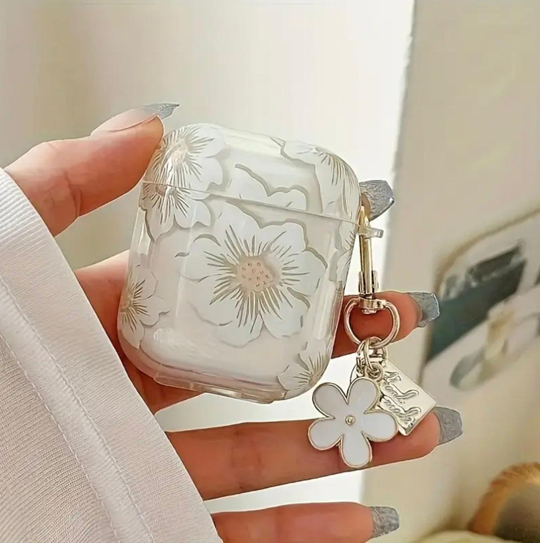 Fashionable white floral TPU protective case, suitable for Pro 2.