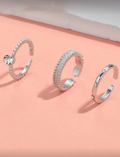 Zirconia Open Ring Set 3Pcs