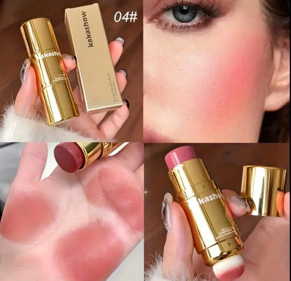 Waterproof Dual-Ended Blush Stick - Matte Finish, Buildable Coverage for All Skin Tones, Vibrant Orange/Pink/Red Shades