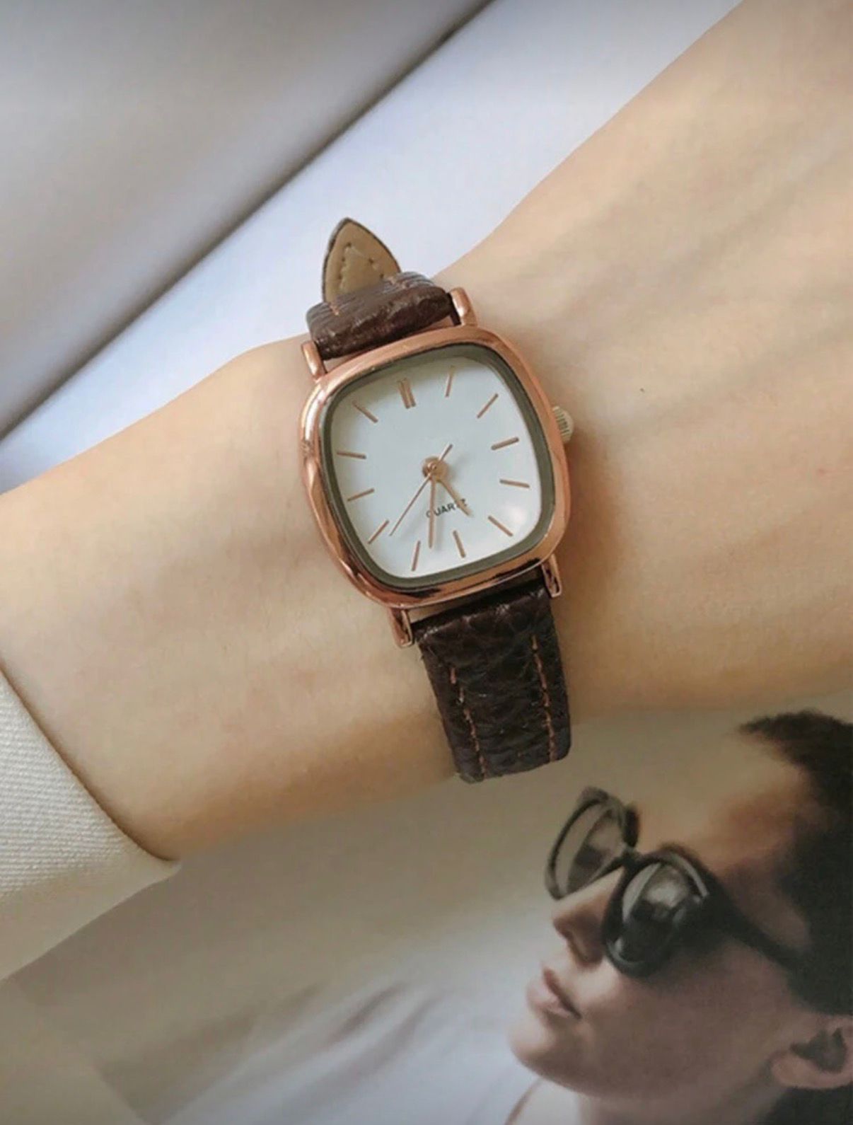 Square Casual Student Quartz Leather Watch