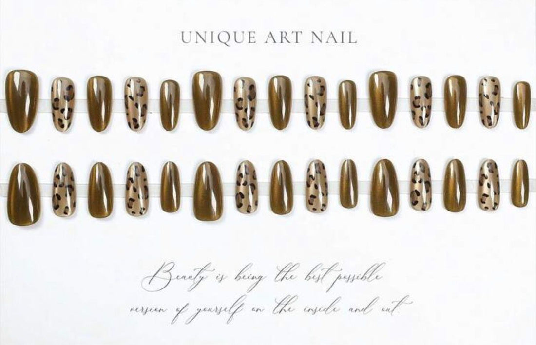 Leopard Print Reusable Oval Shape False Nails